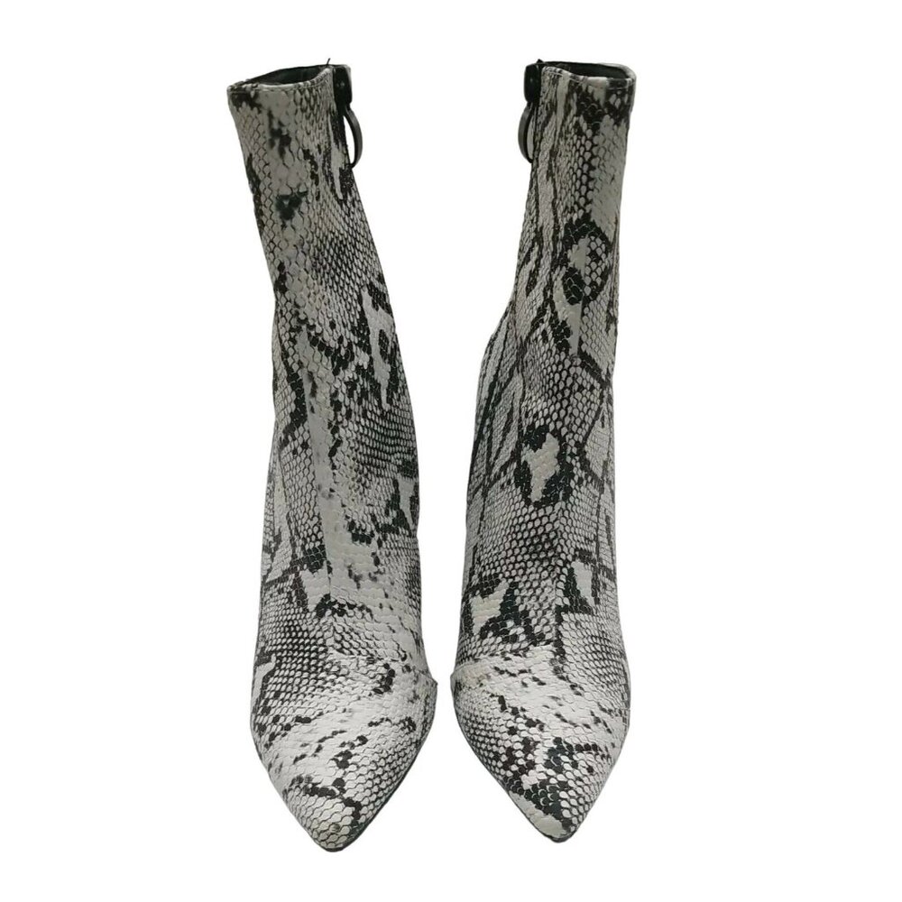 ✅Faux Snakeskin Ankle Booties Side Zip Pointy Toe High Heel Boots Women's EU37 - Picture 7 of 11